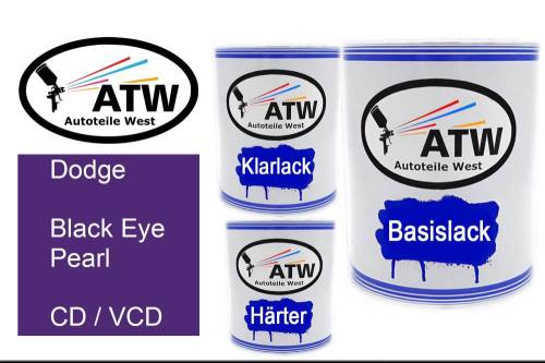 Dodge, Black Eye Pearl, CD / VCD: 1L Lackdose + 1L Klarlack + 500ml Härter - Set, von ATW Autoteile West.